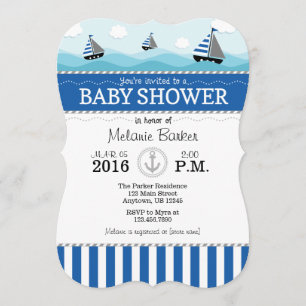 Blue Nautical Baby Shower Invitation