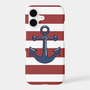 Blue Nautical Boat Ship Anchor Red White Stripes