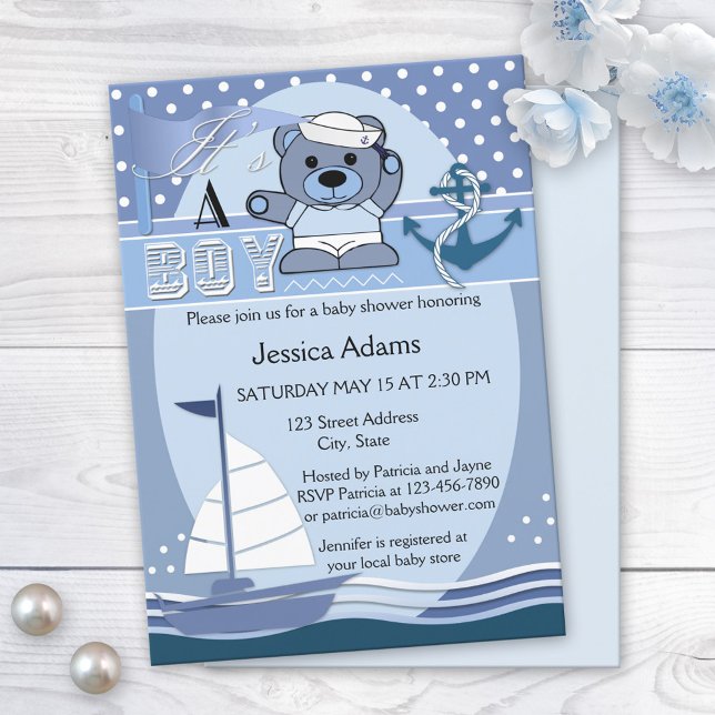 Blue Nautical Boy Baby Shower Invitation (Creator Uploaded)