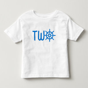 Blue Nautical boys 2nd Birthday Ship’s Wheel Helm Toddler T-Shirt