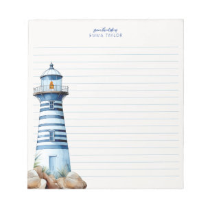 Blue Nautical Coastal Lighthouse Notepad
