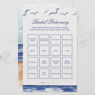 Blue Nautical Coastal Sea Bridal Pictionary Game