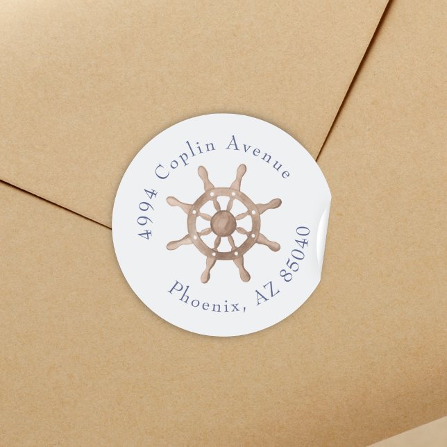 Blue Nautical Coastal Sea Bridal Shower  Classic Round Sticker (Creator Uploaded)