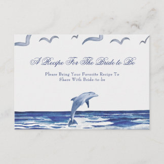 Blue Nautical Coastal Sea Recipe For The Bride Enclosure Card