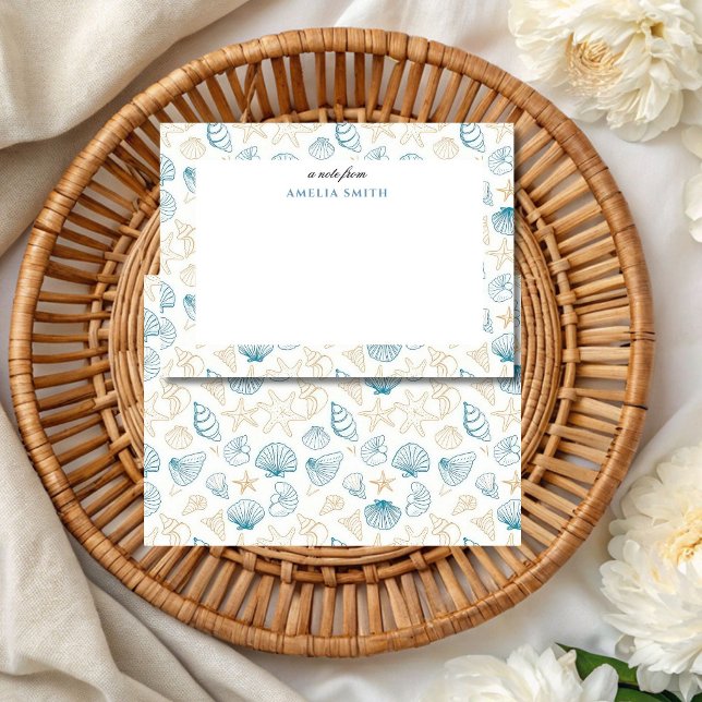 Blue Nautical Coastal Summer Pastel Floral Note Card (Creator Uploaded)
