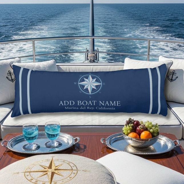 Blue Nautical Compass Custom Boat Name Deck Decor Body Cushion (Blue Nautical Compass Custom Boat Name Deck Decor Body Pillow
)