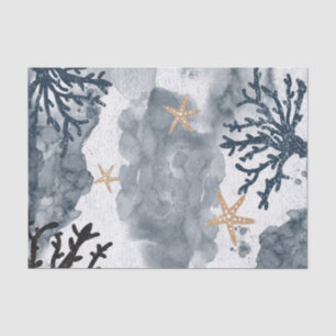 Blue Nautical Coral Watercolor Elegant Party Tissue Paper