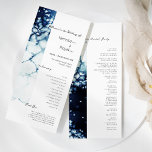 Blue Nautical Destination Wedding Flat<br><div class="desc">This Blue Nautical Destination Wedding Flat Program design pairs sleek and classic white with striking dark royal blue watercolor ocean waves as a gorgeous backdrop for sophisticated minimalist typography and boho script details. Perfect for a modern luxury nautical aesthetic, with a unique moody navy beach style. This beautifully curated collection...</div>