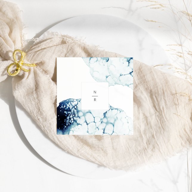 Blue Nautical Destination Wedding Monogram Napkin (Creator Uploaded)