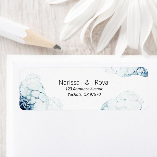 Blue Nautical Destination Wedding Return Address (Insitu)