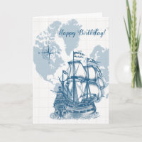 Blue Nautical Map Birthday