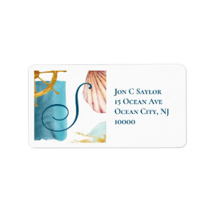 Blue Nautical Monogram  Label