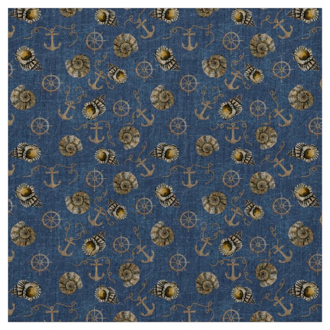 blue nautical pattern fabric (Swatch)