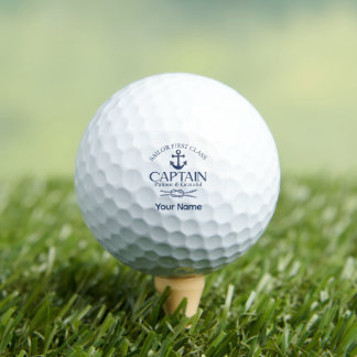Blue Nautical personalised Sailor captain Golf Balls