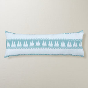 Blue Nautical Sailboat Coastal Stripes Body Cushion