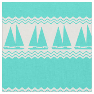 Blue Nautical Sailboat Coastal Stripes Fabric