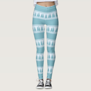 Blue Nautical Sailboat Coastal Stripes Leggings