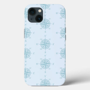 Blue Nautical Sailing Compass iPhone 13 Case