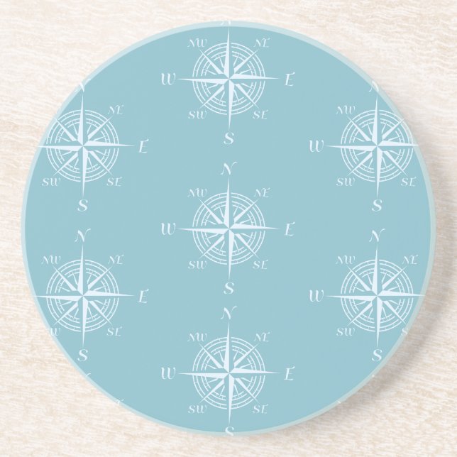 Blue Nautical Sailing Compass Coaster (Front)