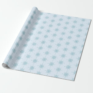 Blue Nautical Sailing Compass Wrapping Paper