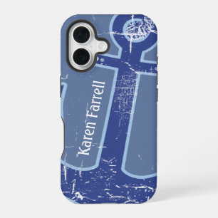 blue nautical sailor anchor personalised iPhone 16 case