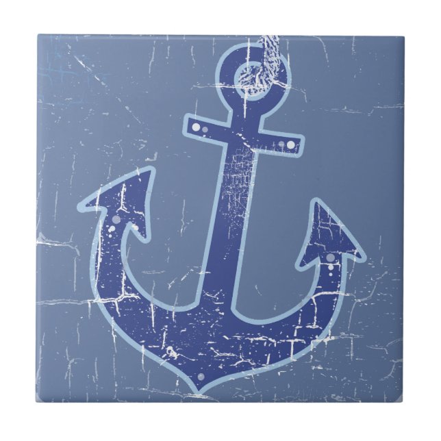 Blue Nautical Sailor Anchor Tile (Front)