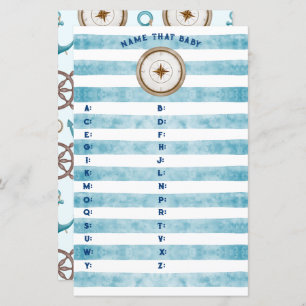 Blue Nautical Sailor Baby Shower Name That Baby