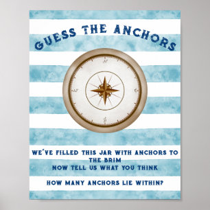 Blue Nautical Sailor Watercolour Baby Shower Game Poster