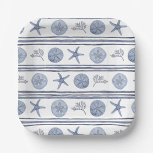 Blue Nautical Square Party Plates