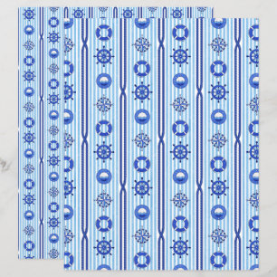 Blue Nautical Stripes Scrapbook Paper