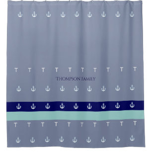 blue & nautical, stylish & personalised sea-themed shower curtain
