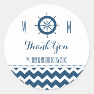 Blue Nautical Thank You Wedding Favour Tags