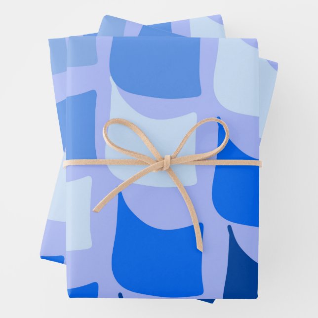 Blue Nautical Themed Flag Design Wrapping Paper Sheet (In situ)