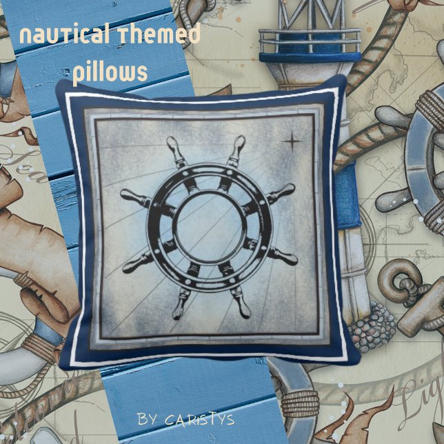 Blue Nautical Themed Throw Pillow (Creator Uploaded)