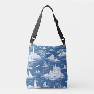 Blue Nautical Toile de Jouy Crossbody Bag