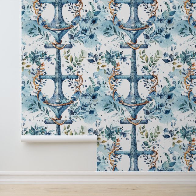 Blue nautical watercolor design wallpaper (Application)