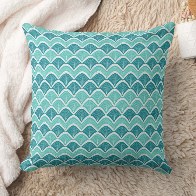 Blue Nautical Wave Pattern Cushion (Blanket)