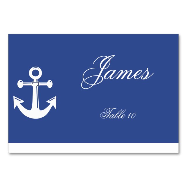 Blue Nautical Wedding Place Cards (Front)