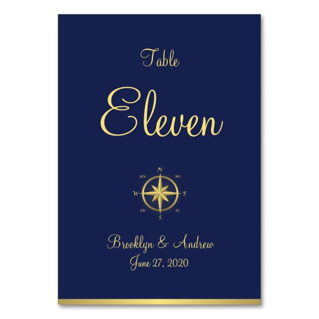 Blue Nautical Wedding Place Cards Table Cards (Front)