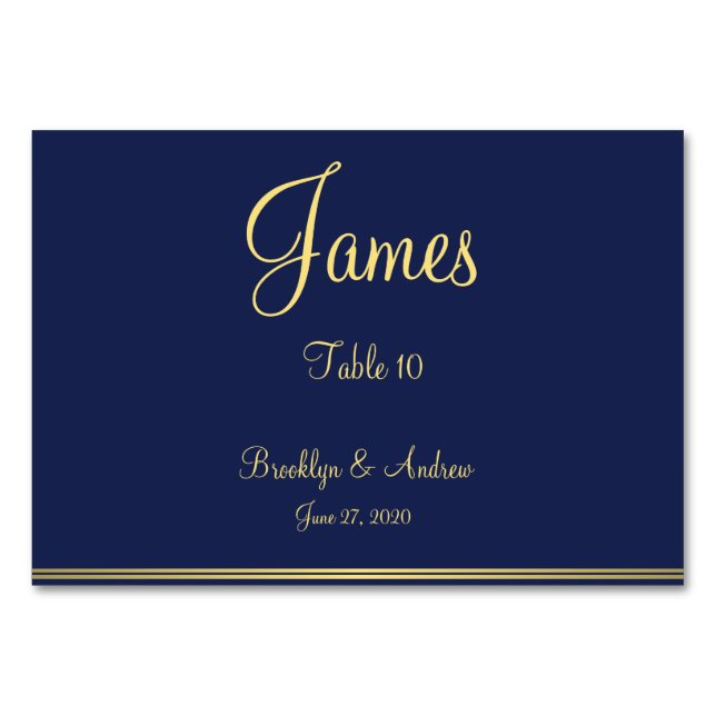 Blue Nautical Wedding Place Cards Table Cards (Front)