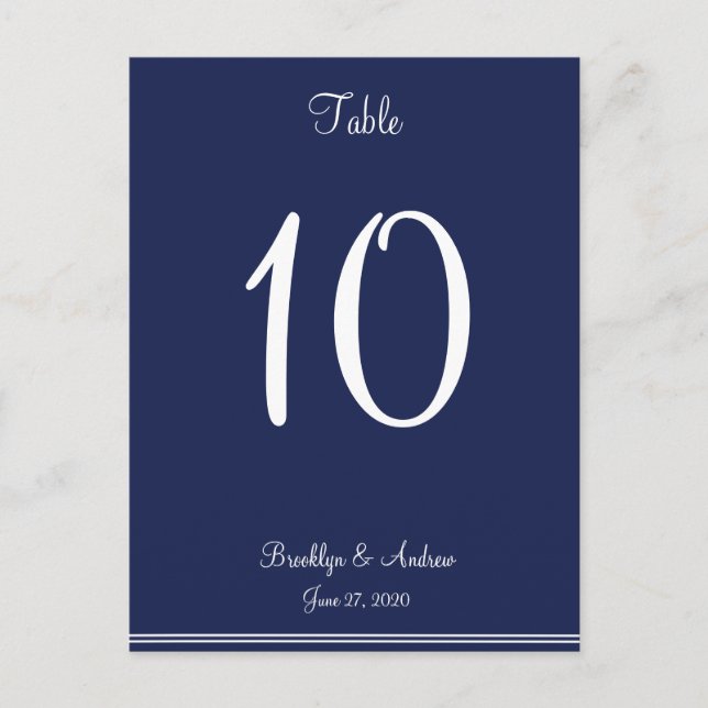 Blue Nautical Wedding Table Numbers Postcard (Front)
