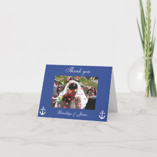 Blue Nautical Wedding Thank You Cards With Picture
