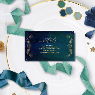 Blue, Navy and Green Wedding Website / Details Enclosure Card