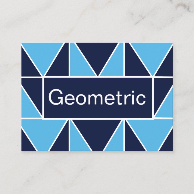 Blue Navy Blue Geometric Triangle Business Card (Front)