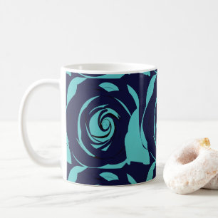 Blue Navy Blue Rose Flower  Coffee Mug