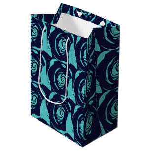Blue Navy Blue Rose Flower Medium Gift Bag