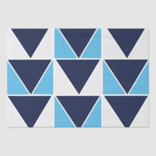 Blue Navy Blue White Triangle Geometric Pattern  Tissue Paper