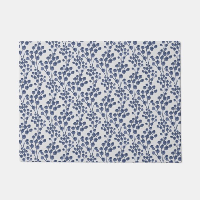 Blue Navy Botanical Doormat (Front)