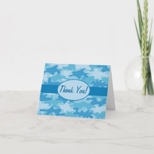 Blue Navy Camo Camouflage Thank You Custom Card
