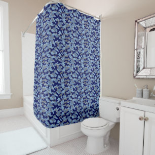Blue Navy Camo Pattern Shower Curtain